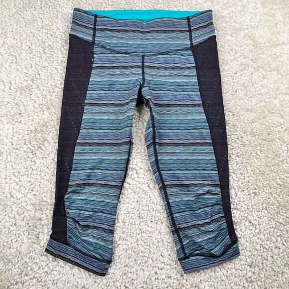 Lululemon Blue Mesh Ruched Crop Legging - Picture 1 of 7